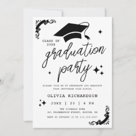 Moderne Script Foto Afstudeerfeest Chic Kaart