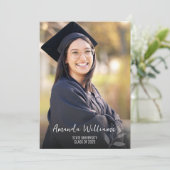 Moderne Script Foto Afstuderen Kaart (Staand voorkant)