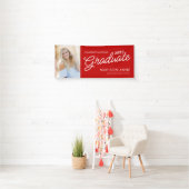 Moderne Script Foto Afstuderen Rood Spandoek (Insitu)