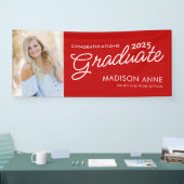 Moderne Script Foto Afstuderen Rood Spandoek (Beurs)