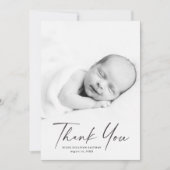 Moderne Script Foto Baby Bedankkaart (Voorkant)