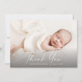 Moderne Script Foto Baby Bedankkaart (Voorkant)