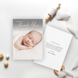 Moderne Script Foto Baby Bedankkaart