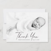 Moderne Script Foto Baby Bedankkaart (Voorkant)