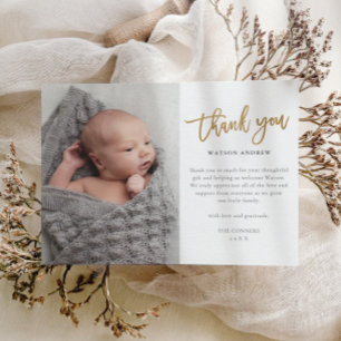 Moderne Script Foto Baby Bedankt Briefkaart