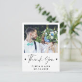 Moderne Script Foto Bruiloft Bedankt  Briefkaart (Staand voorkant)