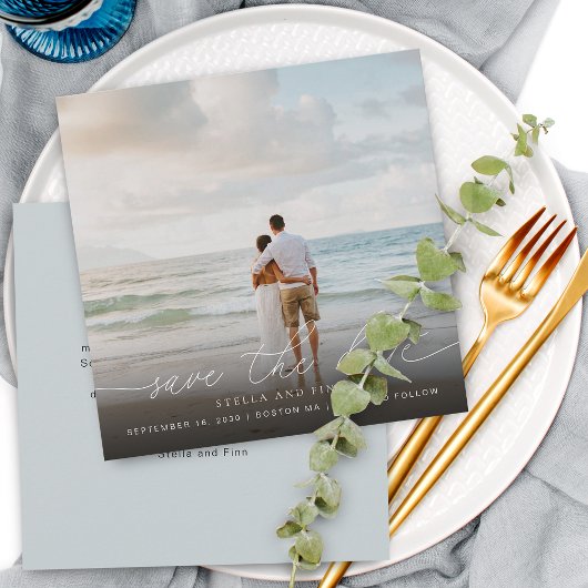Moderne Script Foto Bruiloft Bewaar De Datum Save The Date