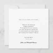 Moderne script foto bruiloft dank u bedankkaart (Achterkant)