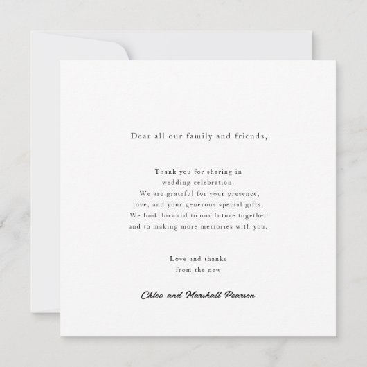 Moderne script foto bruiloft dank u bedankkaart (Achterkant)