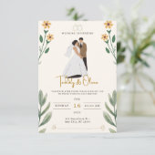 Moderne Script & foto bruiloft uitnodiging (Staand voorkant)