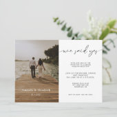 Moderne Script Foto Bruiloftsreceptie Alleen  Kaart (Staand voorkant)