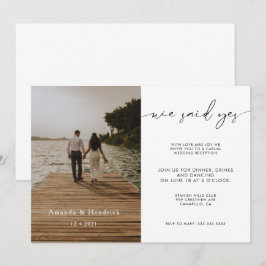Moderne Script Foto Bruiloftsreceptie Alleen Kaart