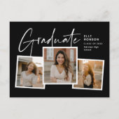 Moderne Script Foto Collage Afstudeer Uitnodiging (Voorkant)