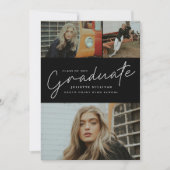 Moderne Script Foto Collage Afstuderen Kaart (Voorkant)