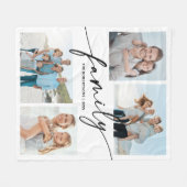 Moderne Script Foto Collage Familie-erfstuk Fleece Deken (Voorkant (Horizontaal))