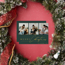 Moderne Script Foto Collage Groen Prettig Kerstfee
