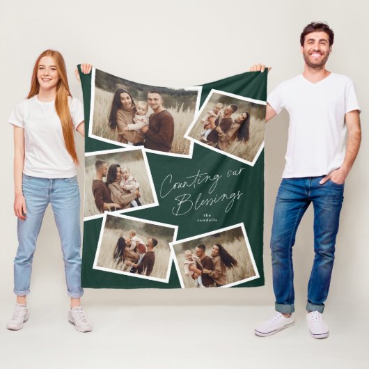 Moderne Script Foto Collage Religieus Kerstfeest Fleece Deken (In situ)