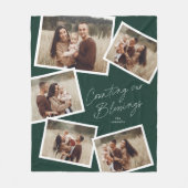 Moderne Script Foto Collage Religieus Kerstfeest Fleece Deken (Voorkant)