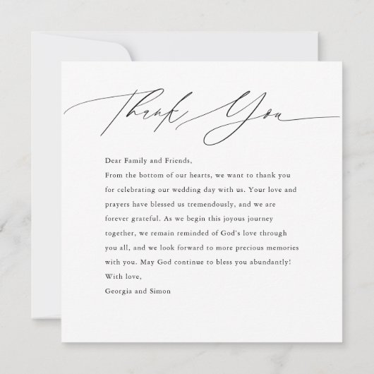 Moderne Script Foto Elegante bruiloft Christelijk Bedankkaart (Achterkant)