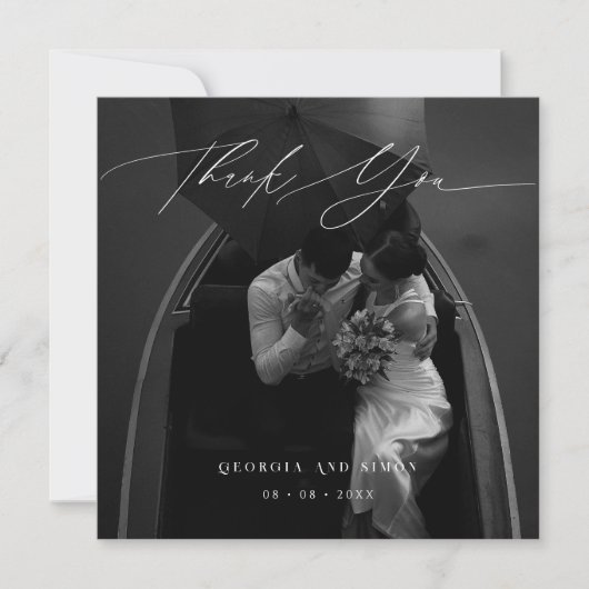 Moderne Script Foto Elegante bruiloft Christelijk Bedankkaart (Voorkant)