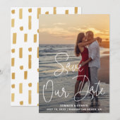 Moderne Script Foto Elegante Trouwdag Save The Date (Voorkant / Achterkant)