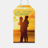Moderne script foto engagement cadeaulabel (Voorkant)