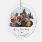 Moderne Script Foto Familie-erfstuk Kerstmis Keramisch Ornament (Links)