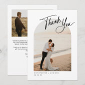Moderne Script Foto Flat Wedding Dank u kaart (Voorkant / Achterkant)