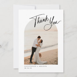 Moderne Script Foto Flat Wedding Dank u kaart