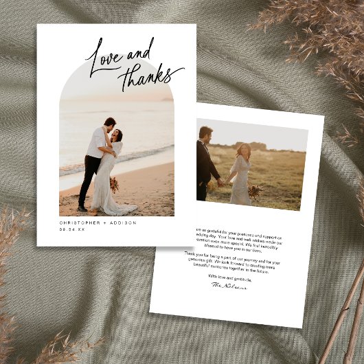 Moderne Script Foto Flat Wedding Dank u kaart