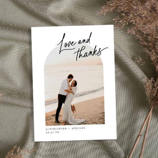 Moderne Script Foto Flat Wedding Dank u kaart