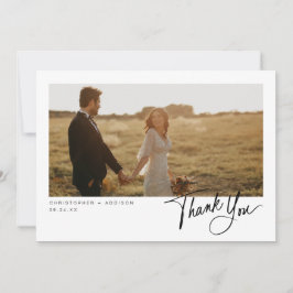 Moderne Script Foto Flat Wedding Dank u kaart