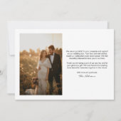 Moderne Script Foto Flat Wedding Dank u kaart (Achterkant)