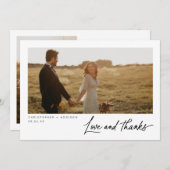 Moderne Script Foto Flat Wedding Dank u kaart (Voorkant / Achterkant)