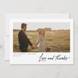 Moderne Script Foto Flat Wedding Dank u kaart