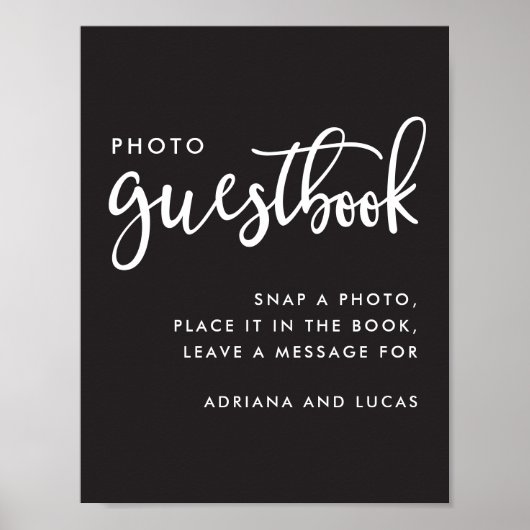 Moderne Script Foto Guestbook Huwelijk Poster (Voorkant)