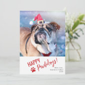 Moderne Script Foto Huisdier Prettige Pawlidays Feestdagenkaart (Staand voorkant)