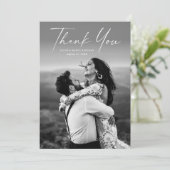 Moderne Script Foto Huwelijk Bedankkaart (Staand voorkant)