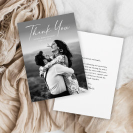 Moderne Script Foto Huwelijk Bedankkaart