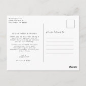 Moderne Script Foto Huwelijk Bedankt Briefkaart (Achterkant)