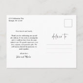 Moderne Script Foto Huwelijk Bedankt Briefkaart (Achterkant)