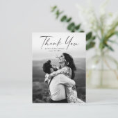 Moderne Script Foto Huwelijk Bedankt Briefkaart (Staand voorkant)