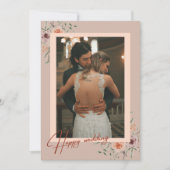 Moderne Script Foto Huwelijk bloemrijke Dankkaart  Bedankkaart (Voorkant)