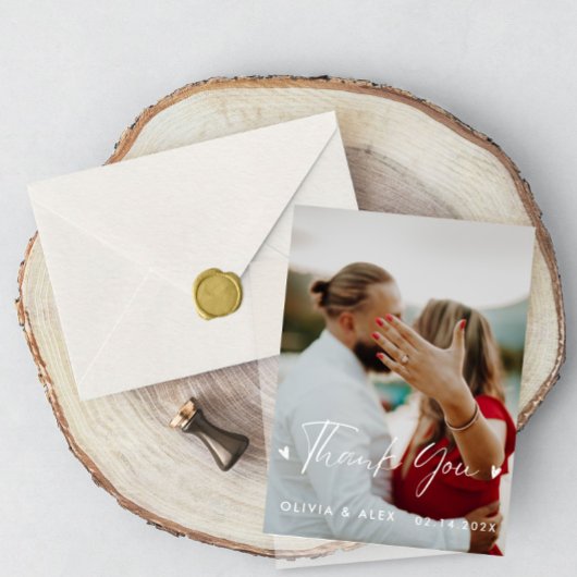 Moderne Script Foto Huwelijk Dank Je  Briefkaart