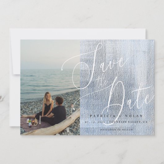 Moderne Script Foto Huwelijk Save The Date (Voorkant)