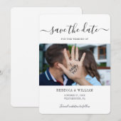 Moderne Script Foto Huwelijk Save The Date (Voorkant / Achterkant)