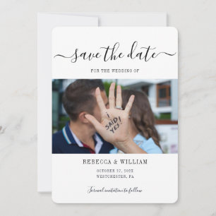Moderne Script Foto Huwelijk Save The Date