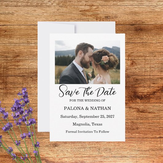 Moderne Script Foto Huwelijk Save The Date