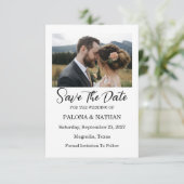 Moderne Script Foto Huwelijk Save The Date (Staand voorkant)
