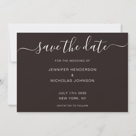 Moderne Script Foto Huwelijk  Save The Date (Achterkant)